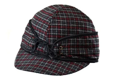 Crown Cap - Railroad Wool Plaid Cap - Black/White