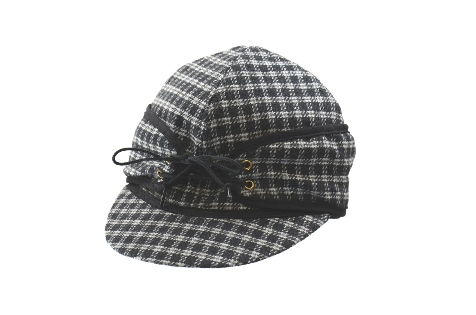 Crown Cap - Railroad Wool Plaid Cap - Grey Check