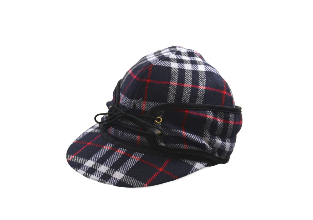 Crown Cap - Railroad Wool Plaid Cap - Navy Plaid