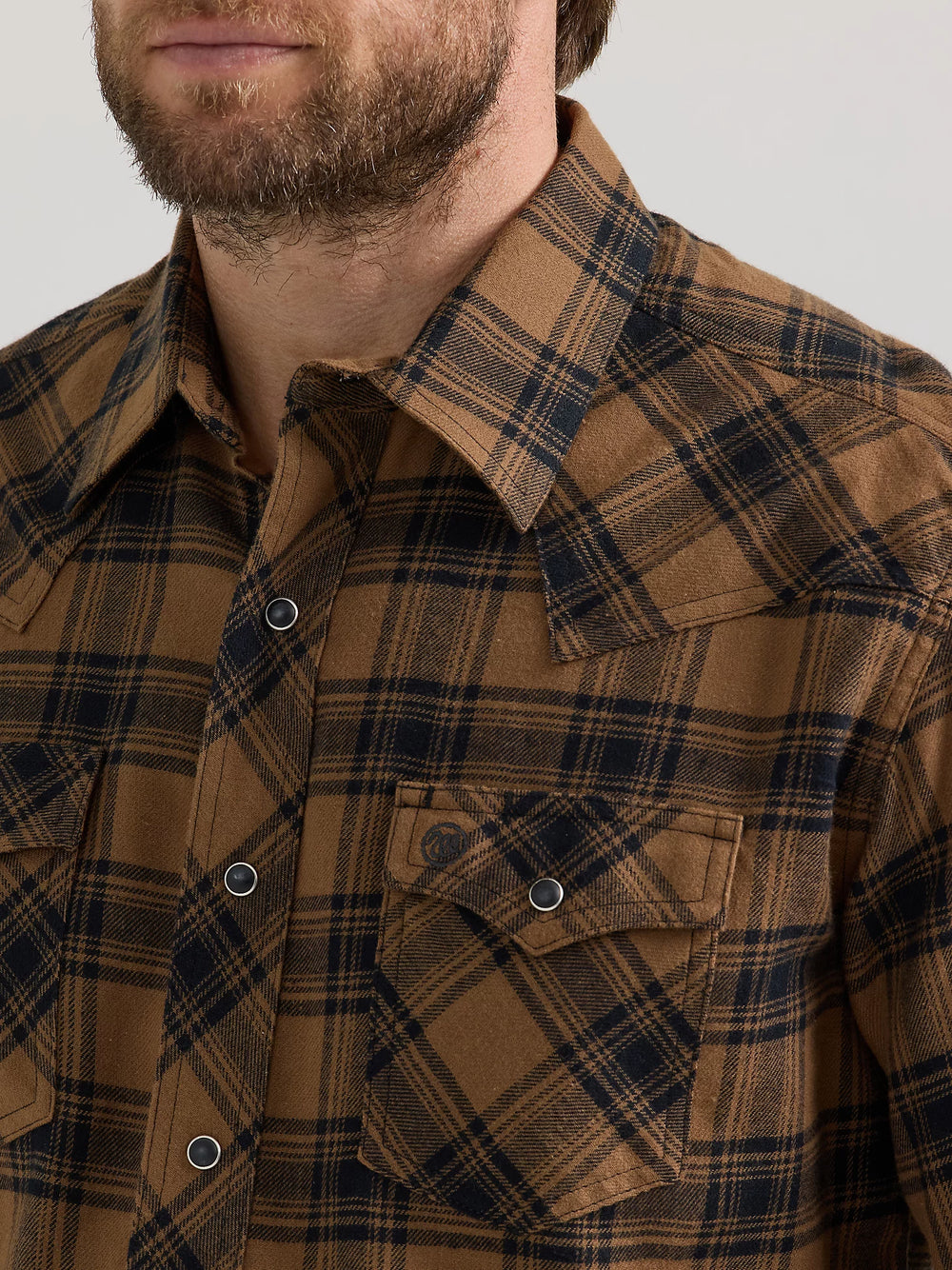 Wrangler - Men's Long Sleeve Flannel Snap Shirt Retro Modern Fit