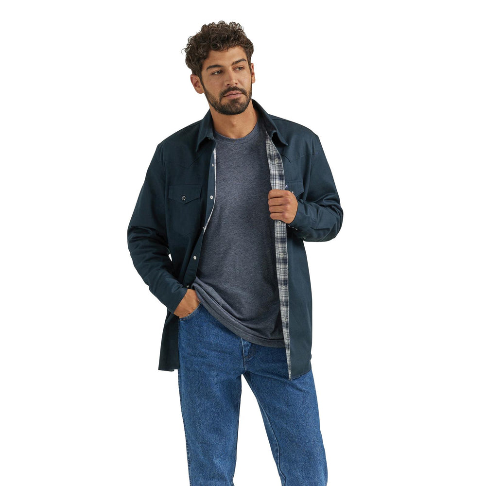 Wrangler - Men's Jacket Flannel Lined Long Sleeve Workshirt - Classic Fit - Black