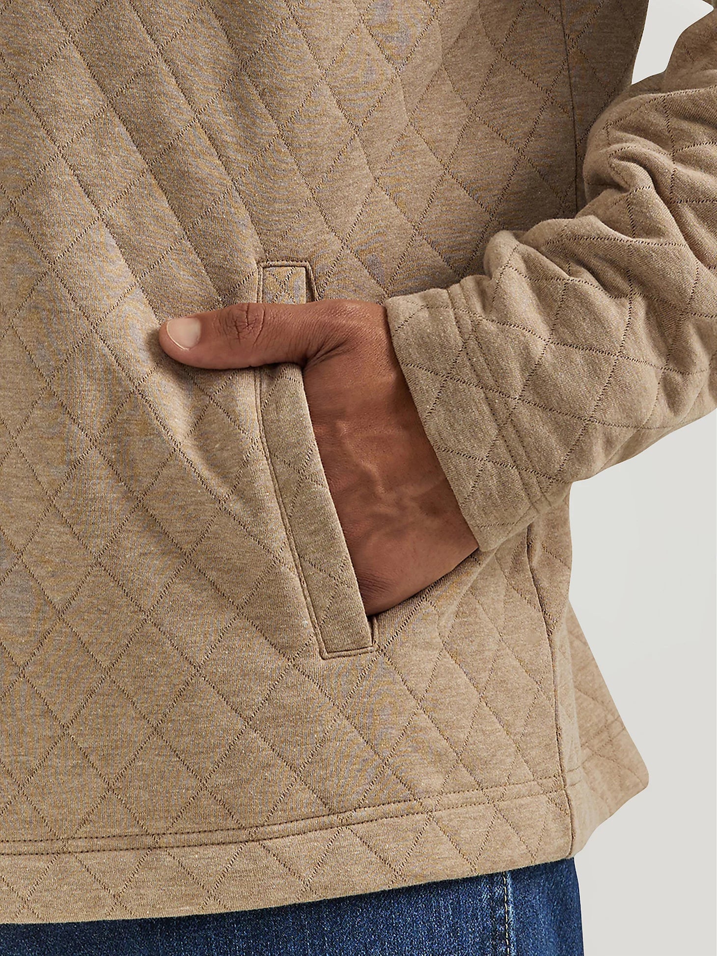 Wrangler - Men's Knit 1/4 Zip George Strait Pullover Taupe