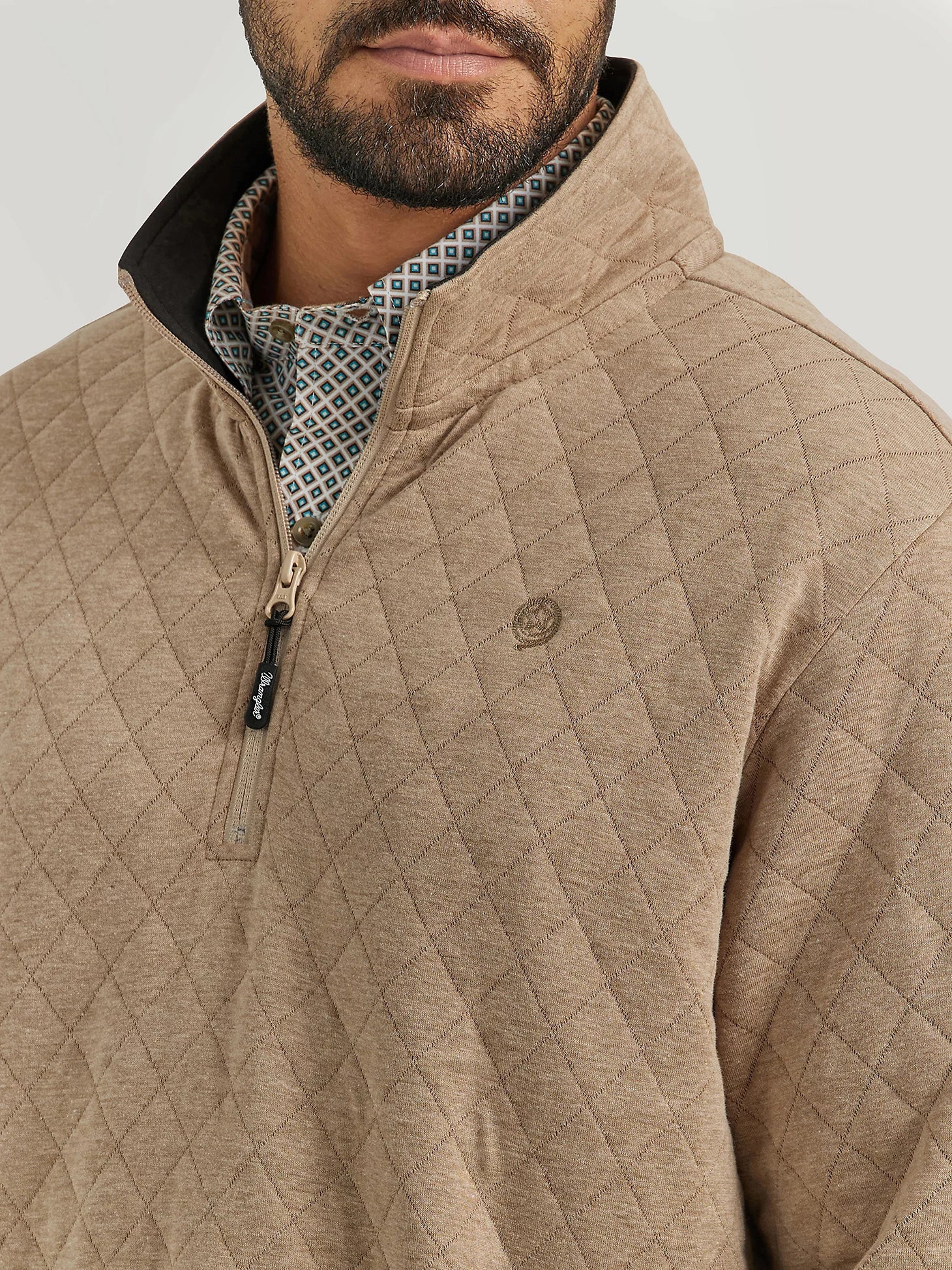 Wrangler - Men's Knit 1/4 Zip George Strait Pullover Taupe