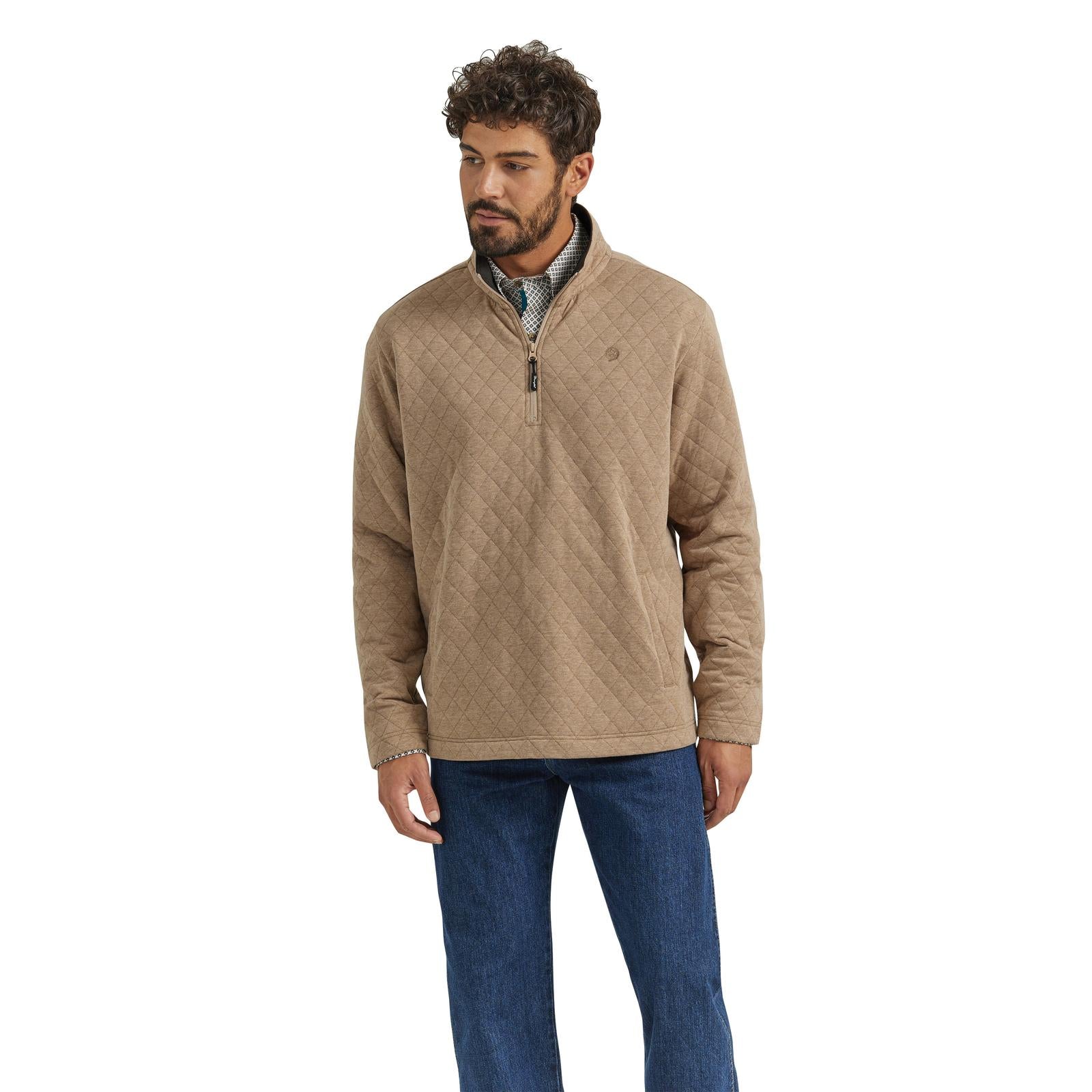 Wrangler - Men's Knit 1/4 Zip George Strait Pullover Taupe