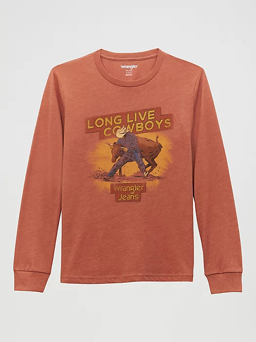 Wrangler - Boy's Long Sleeve Cowboys Graphic T-Shirt