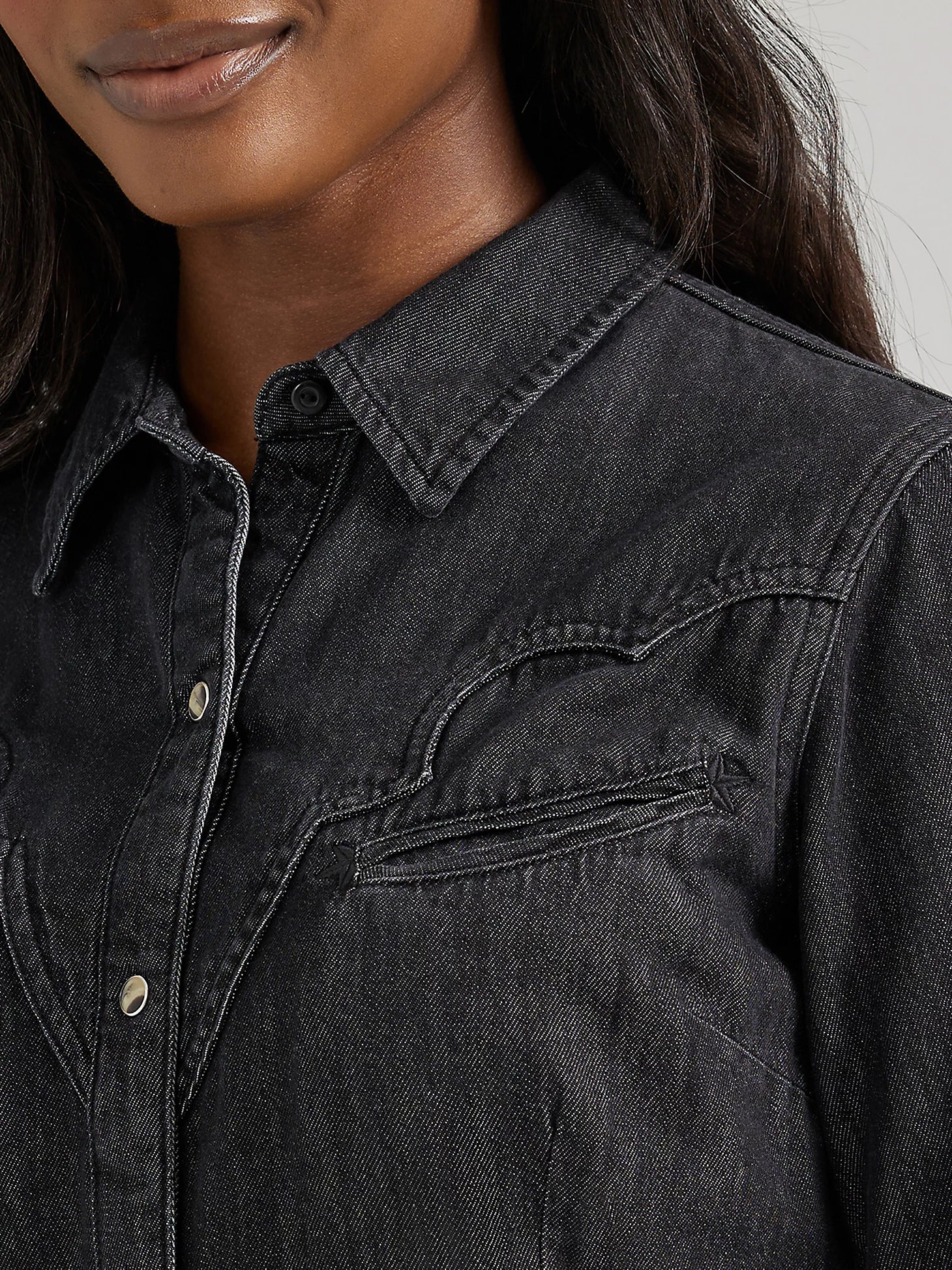 Wrangler - Women's Shirt Dress Scallop Yoke Denim Western Snap