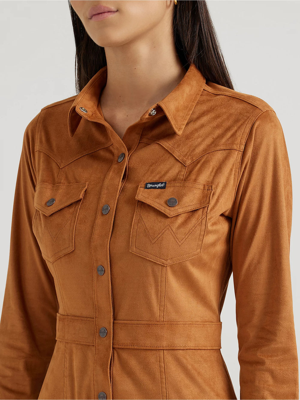Wrangler - Women's Dress Suede Western Snap Shirt Dress