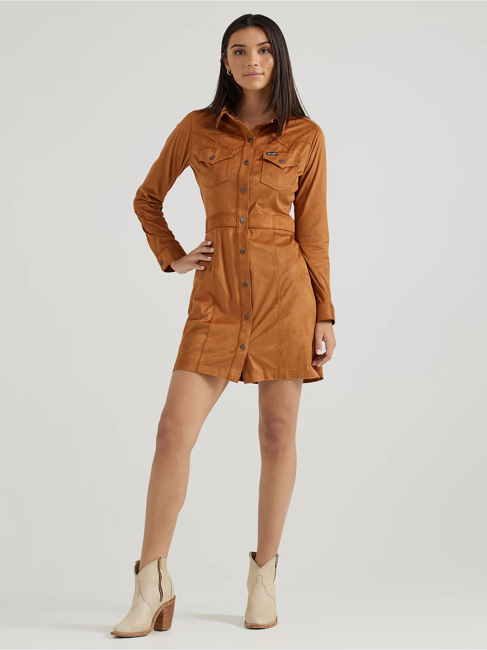 Wrangler - Women's Dress Suede Western Snap Shirt Dress