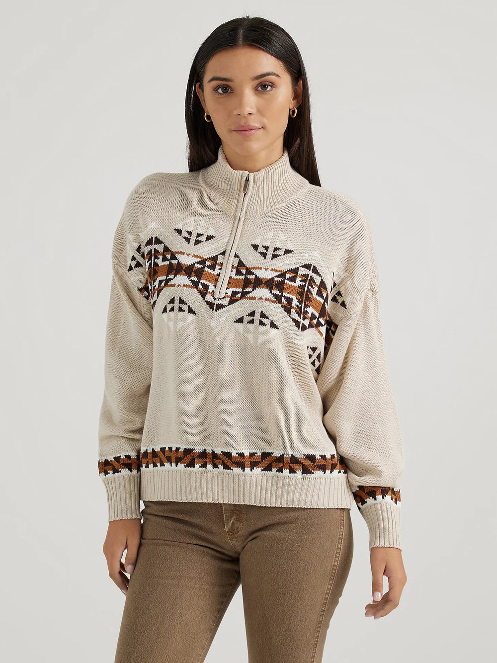 Wrangler - Women's 1/4 Zip Southwestern Pullover Sweater