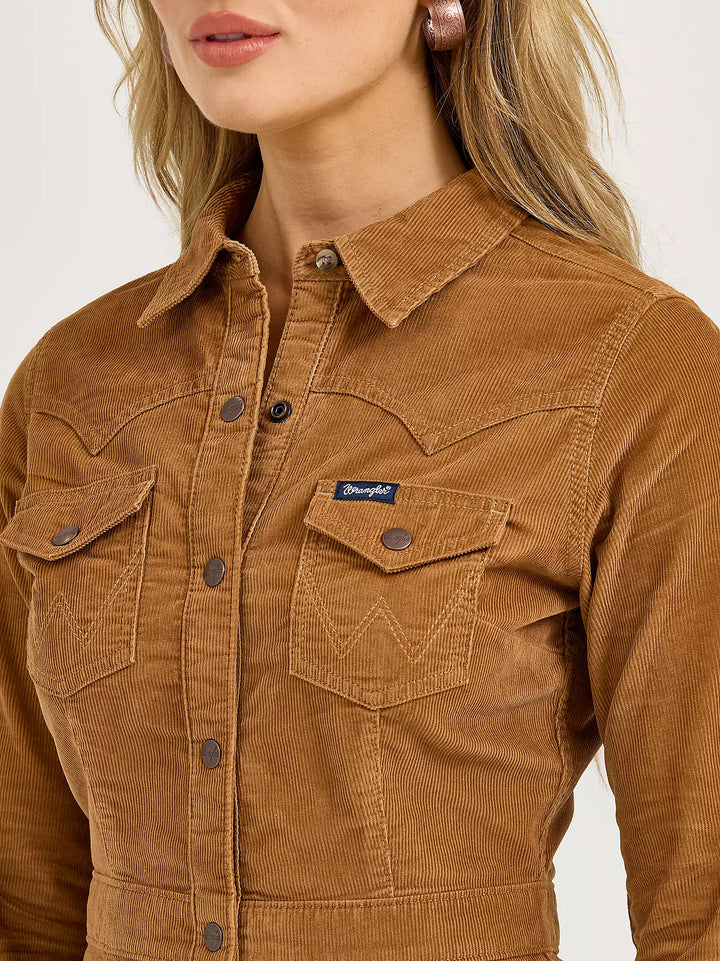 Wrangler - Women's Corduroy Western Shirt Dress