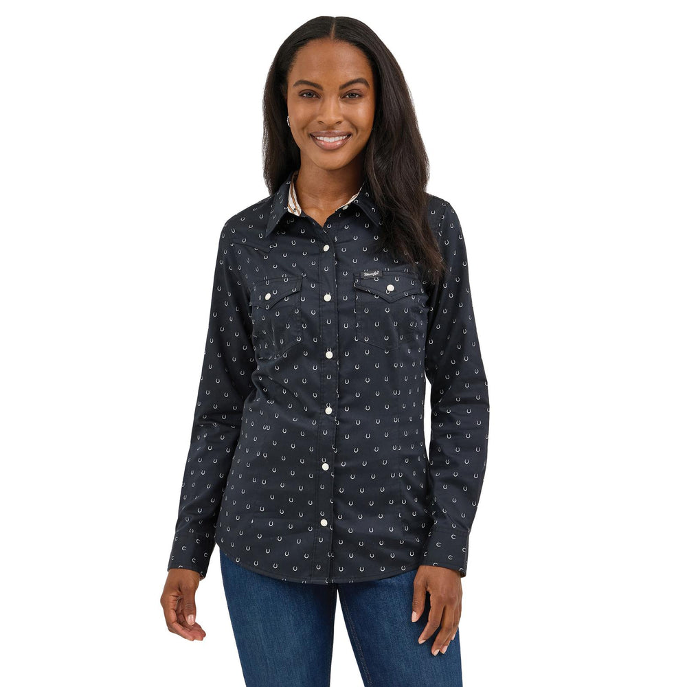 Wrangler - Women's Retro Western Dress Shirt Snap - Black