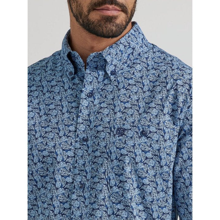 Wrangler - Men's Long Sleeve Button Down George Strait Wavy Sea