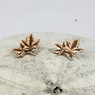 Coin Stud Earrings - Maple Leaves
