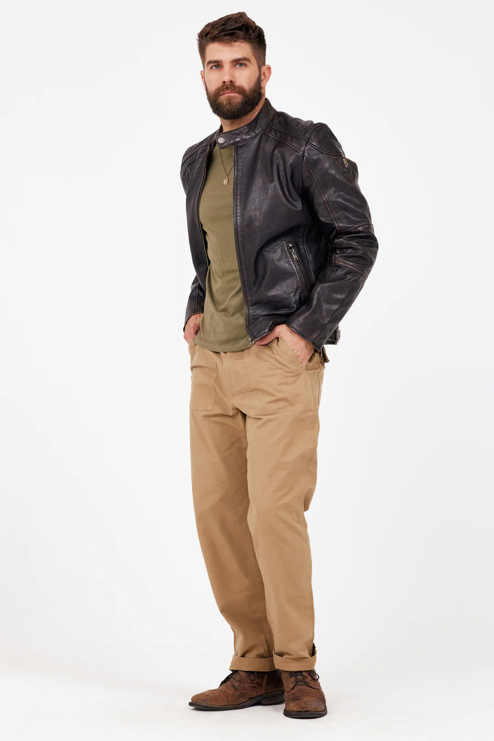 Mauritius - Brent CF Men's Black Leather Jacket