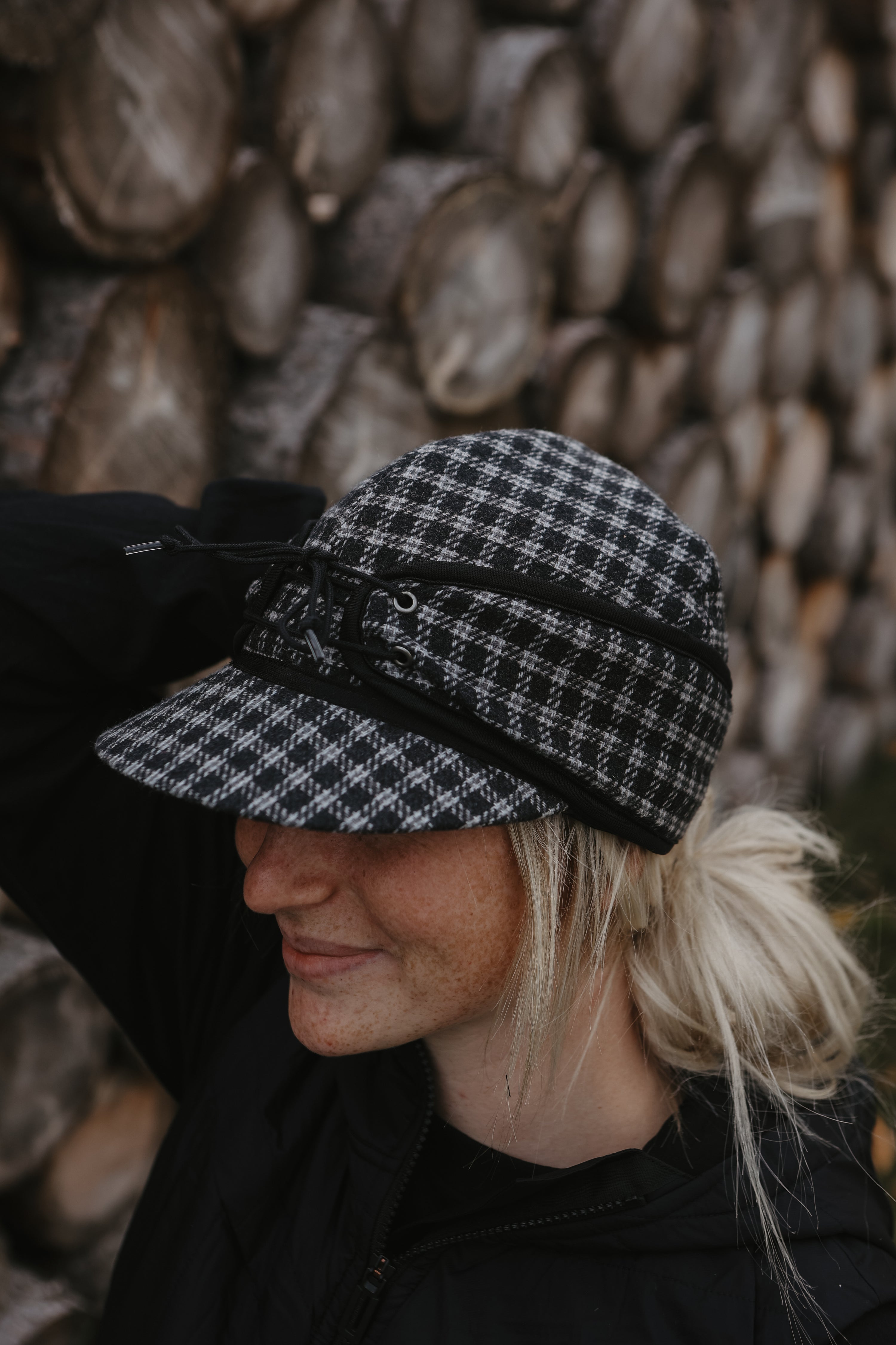Crown Cap - Railroad Wool Plaid Cap - Grey Check