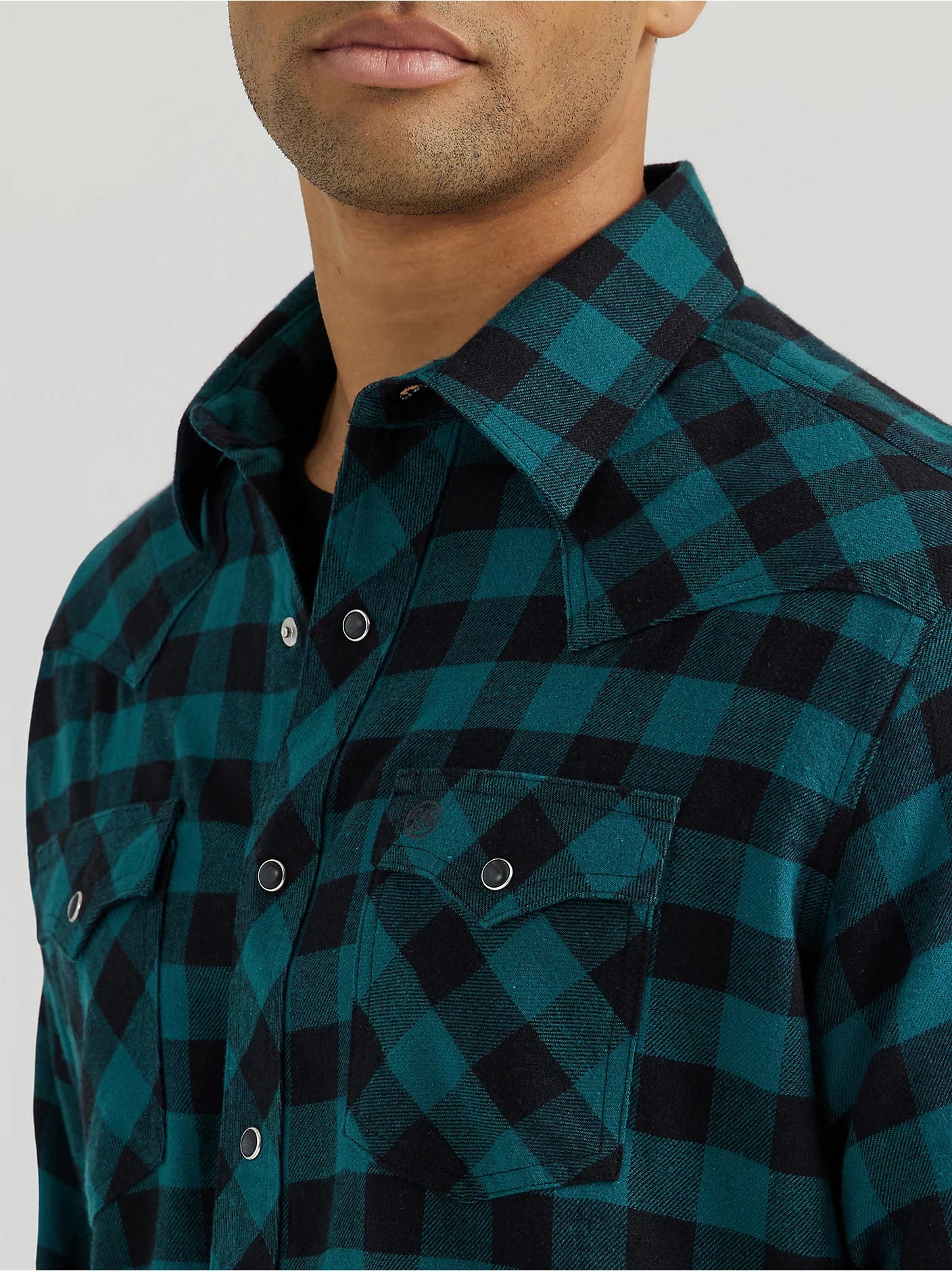 Wrangler - Men's Long Sleeve Flannel Snap Shirt Retro Western Plaid