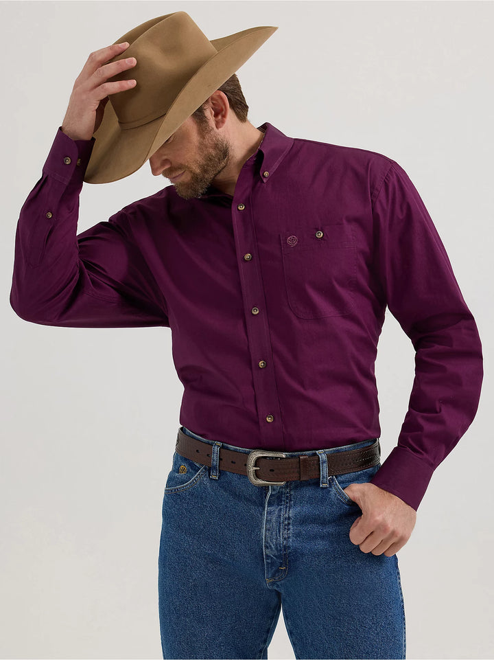 Wrangler - Men's Long Sleeve Button Down George Strait Solid