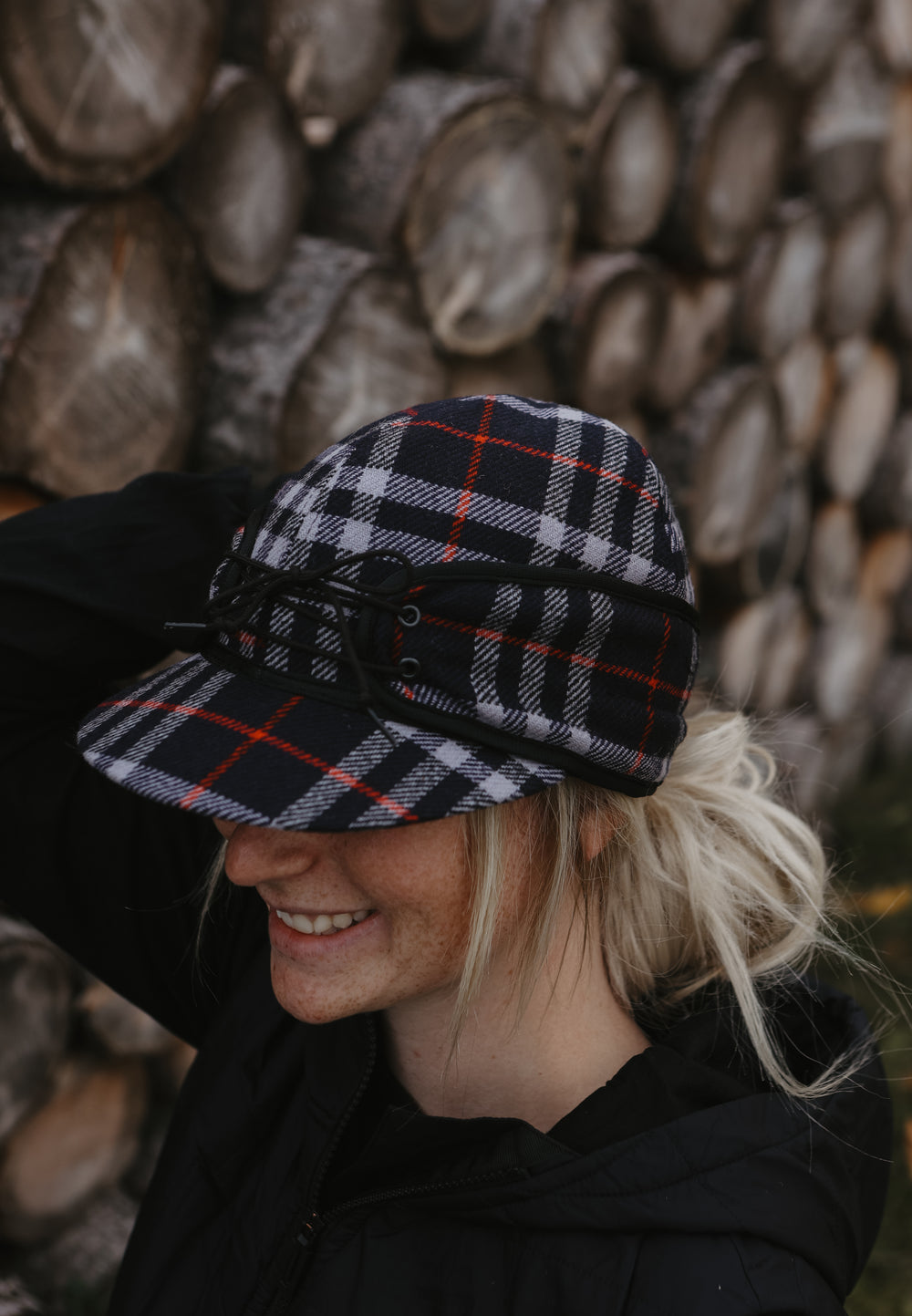 Crown Cap - Railroad Wool Plaid Cap - Navy Plaid