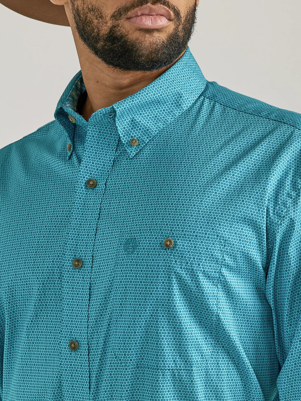 Wrangler - Men's Long Sleeve Button Down George Strait Teal (Small & Medium Only)