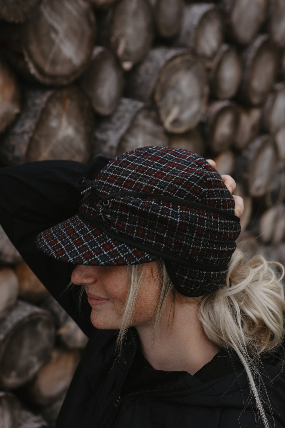 Crowncap - Railroad Wool Plaid Cap - Black/White