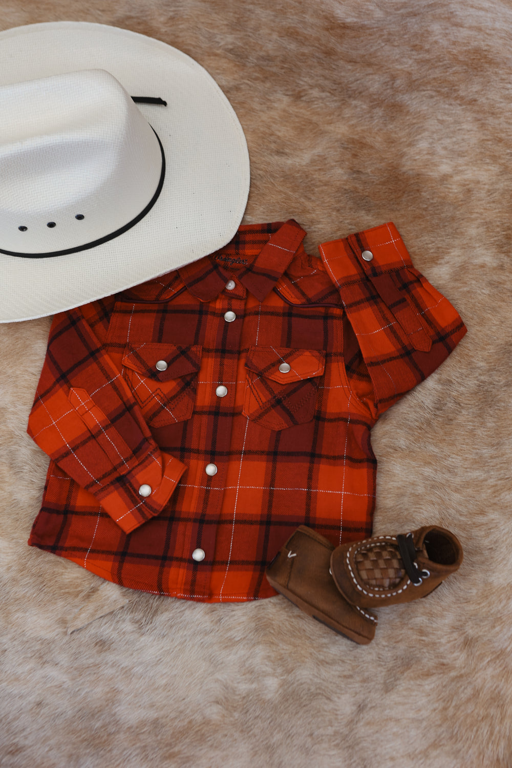 Wrangler - Little Girl's Plaid Flannel Western Snap Shirt