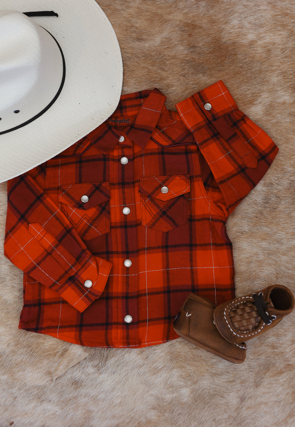 Wrangler - Little Girl's Plaid Flannel Western Snap Shirt