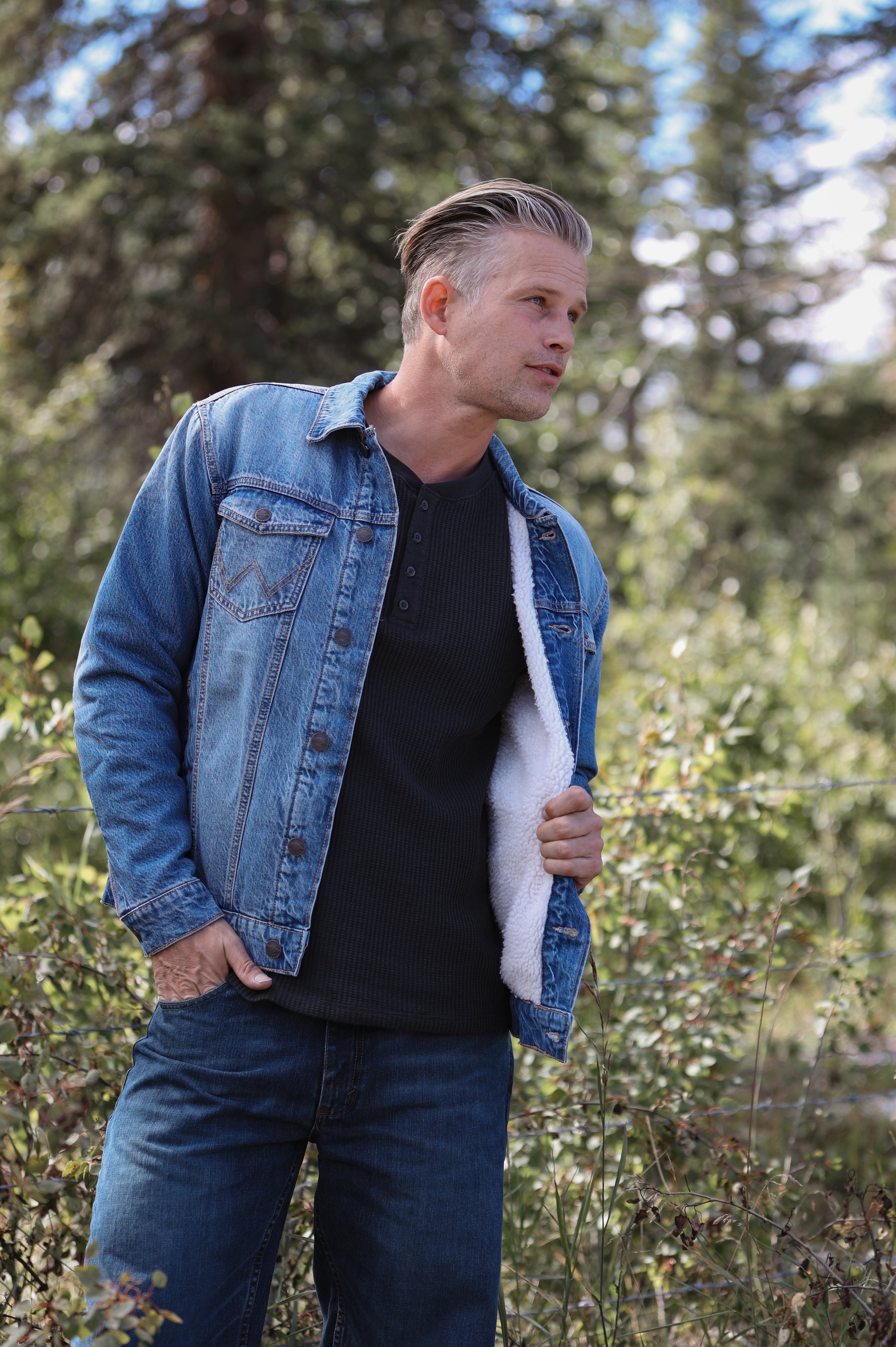 Wrangler Men's Jacket Sherpa Lined Western Denim