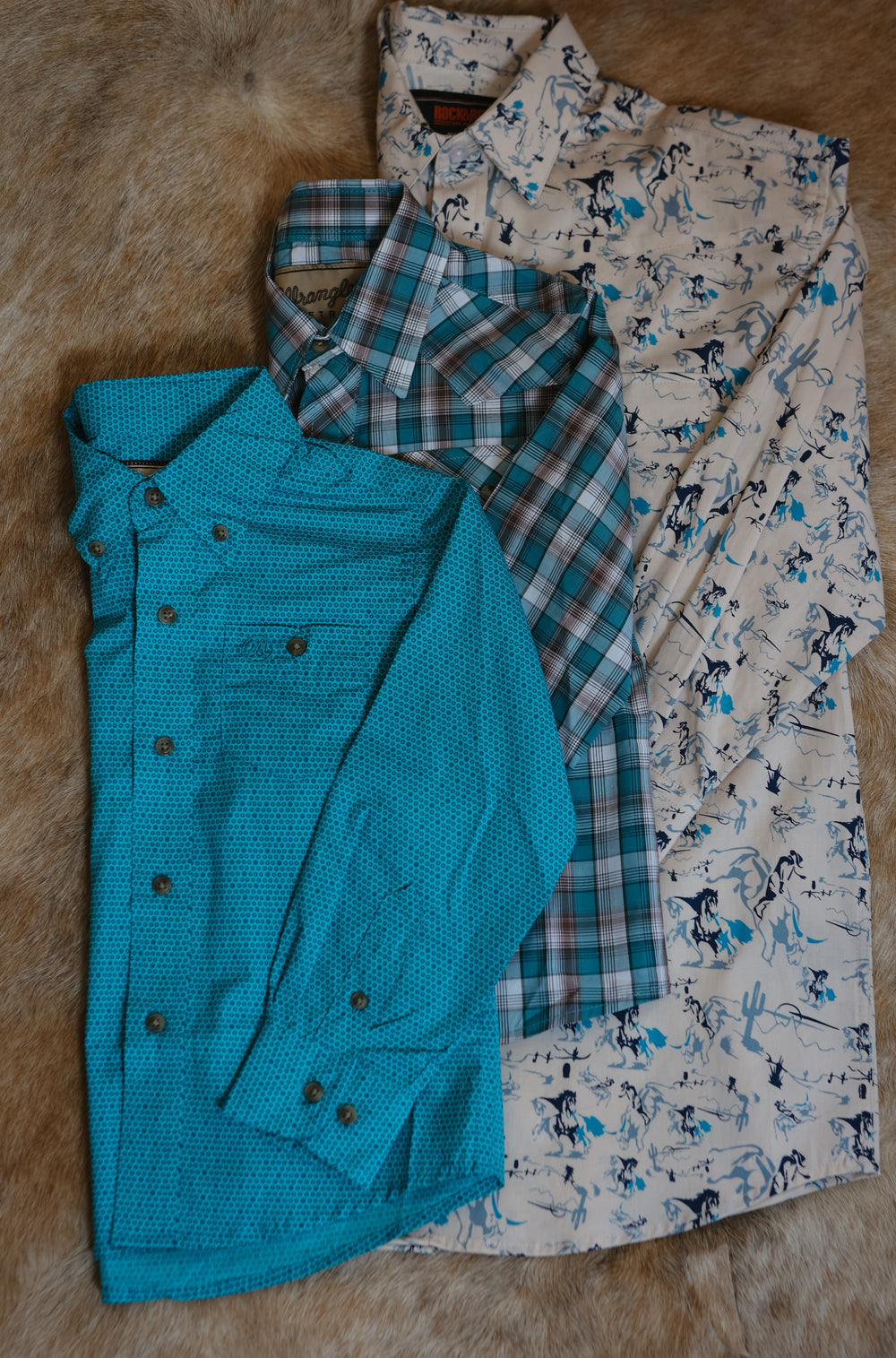 Wrangler - Boy's Classic Long Sleeve Shirt - Turquoise