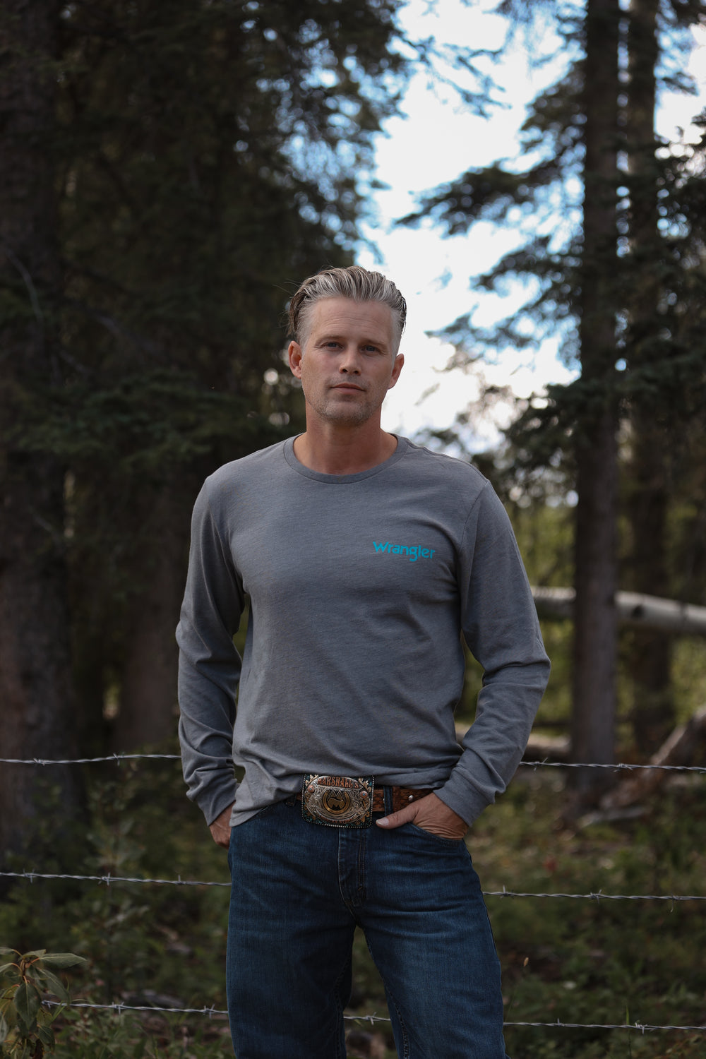 Wrangler - Men's Long Sleeve Tee Graphic Regular Fit Graphite Heather