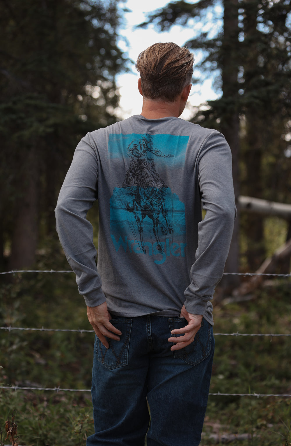 Wrangler - Men's Long Sleeve Tee Graphic Regular Fit Graphite Heather