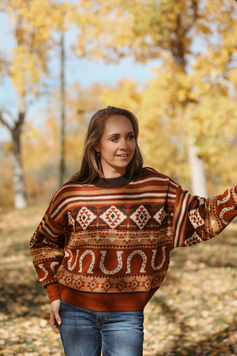 Wrangler - Women's Sweater Burgundy/Brown Punchy Crew (XL Only)