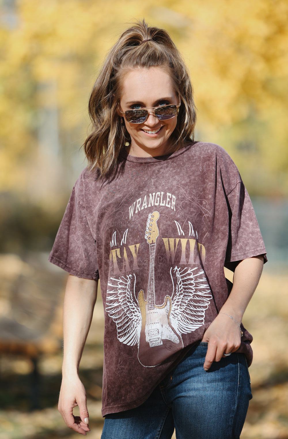 Wrangler - Women's Short Sleeve Tee Acid Wash Oversized