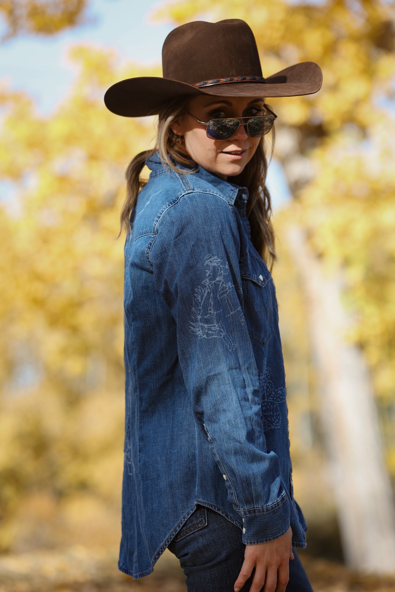 Wrangler - Women's Shirt Lasered Icons Cowboy Snap