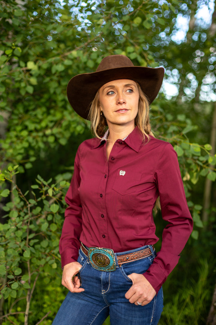 Cinch - Women's Long Sleeve Stripe Plain Weave