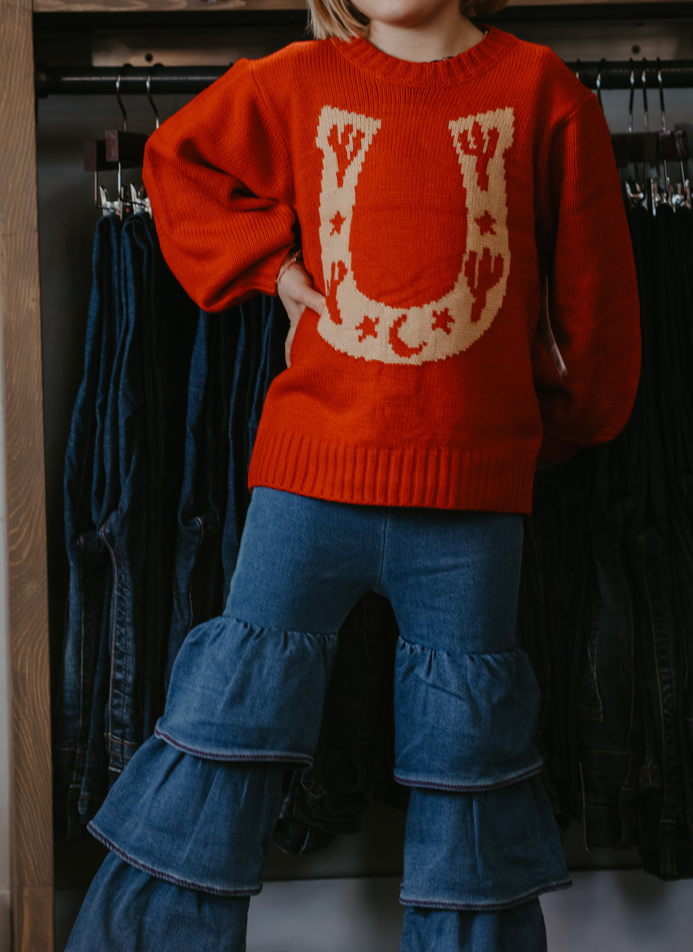 Wrangler - Girl's Horseshoe Cacti Sweater