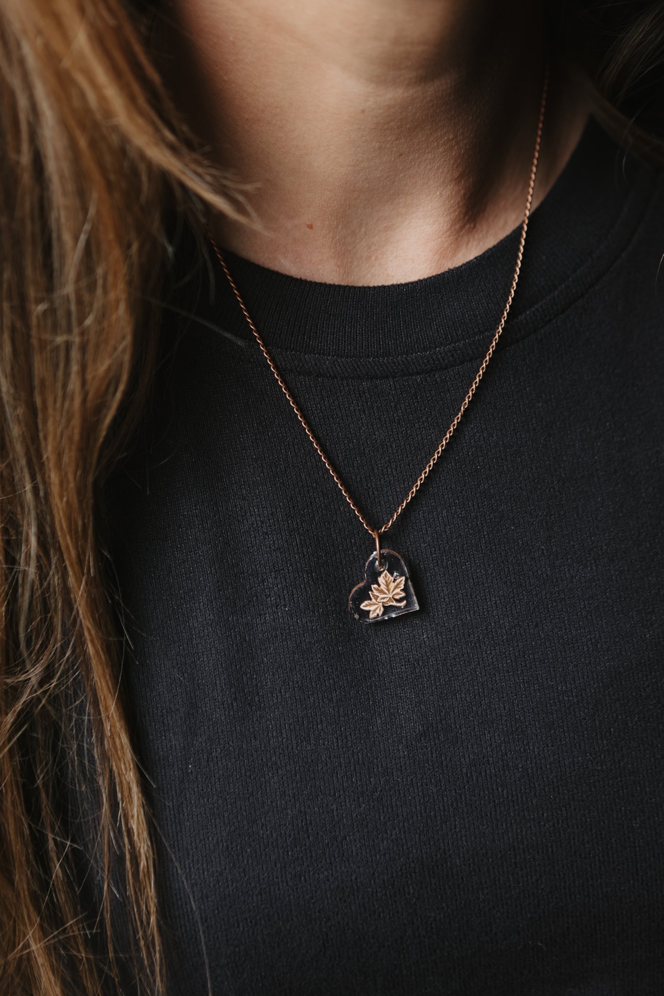 Hand Cut Penny in Resin Heart Necklace
