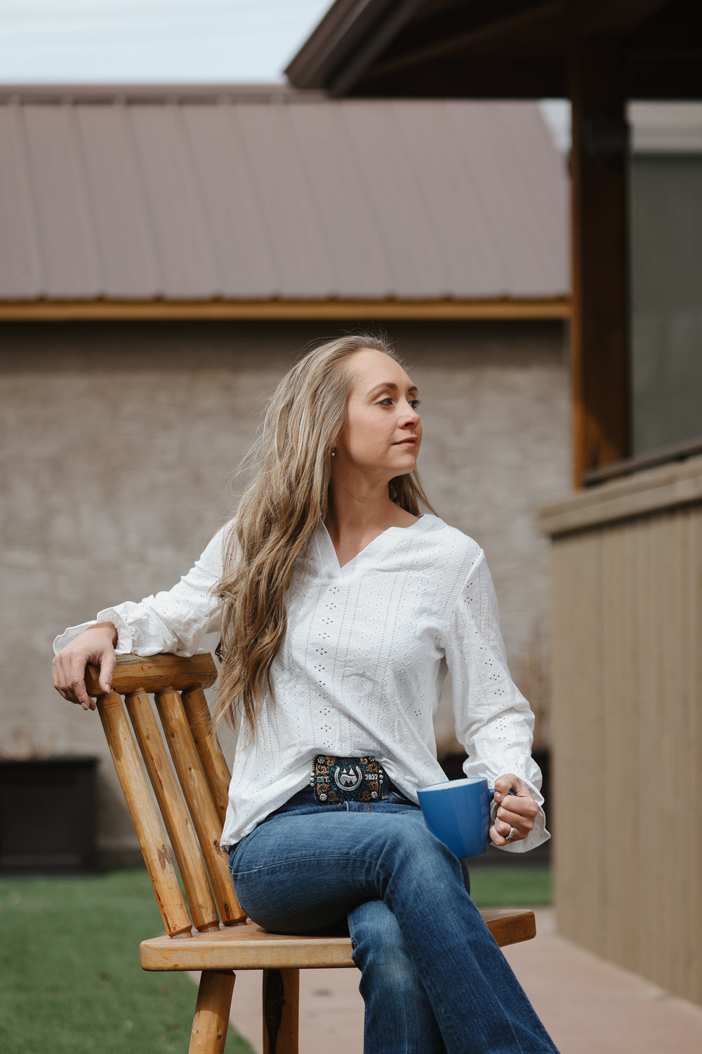 White Textured Loose Blouse