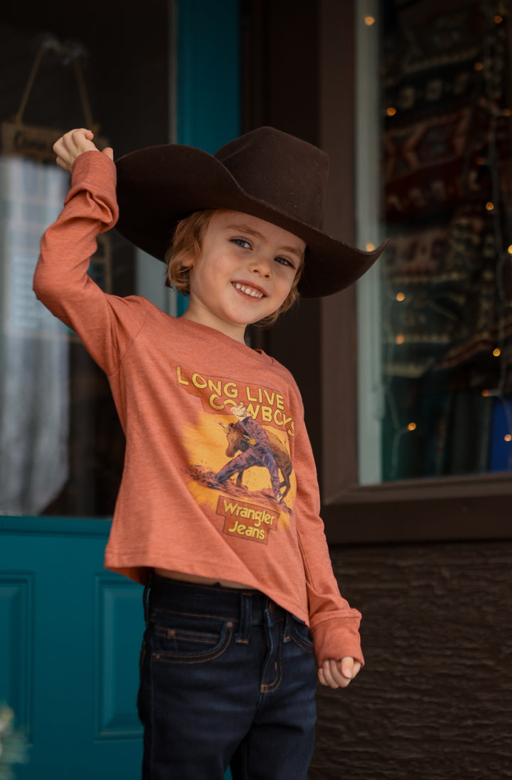 Wrangler - Boy's Long Sleeve Cowboys Graphic T-Shirt