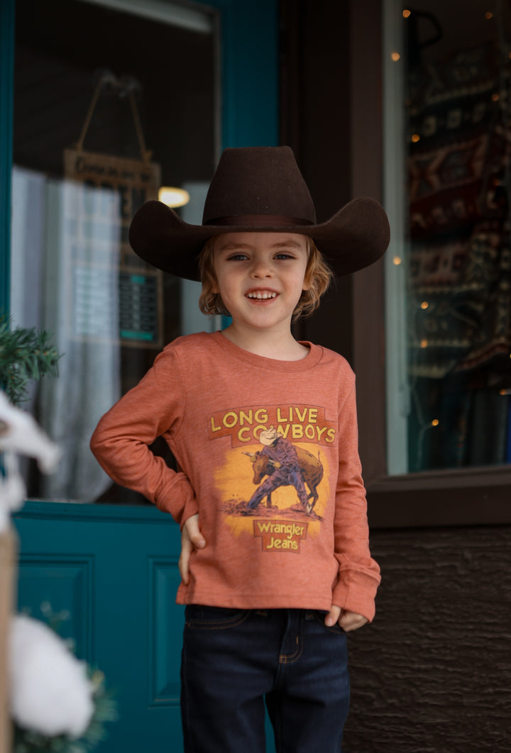 Wrangler - Boy's Long Sleeve Cowboys Graphic T-Shirt