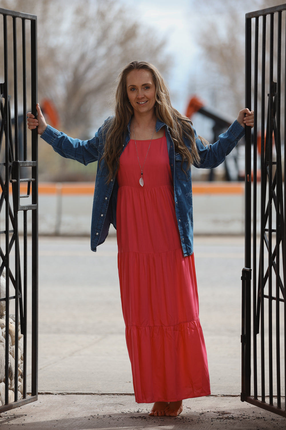 Women's Summer Solid Tiered Long Dress (Pink Only)