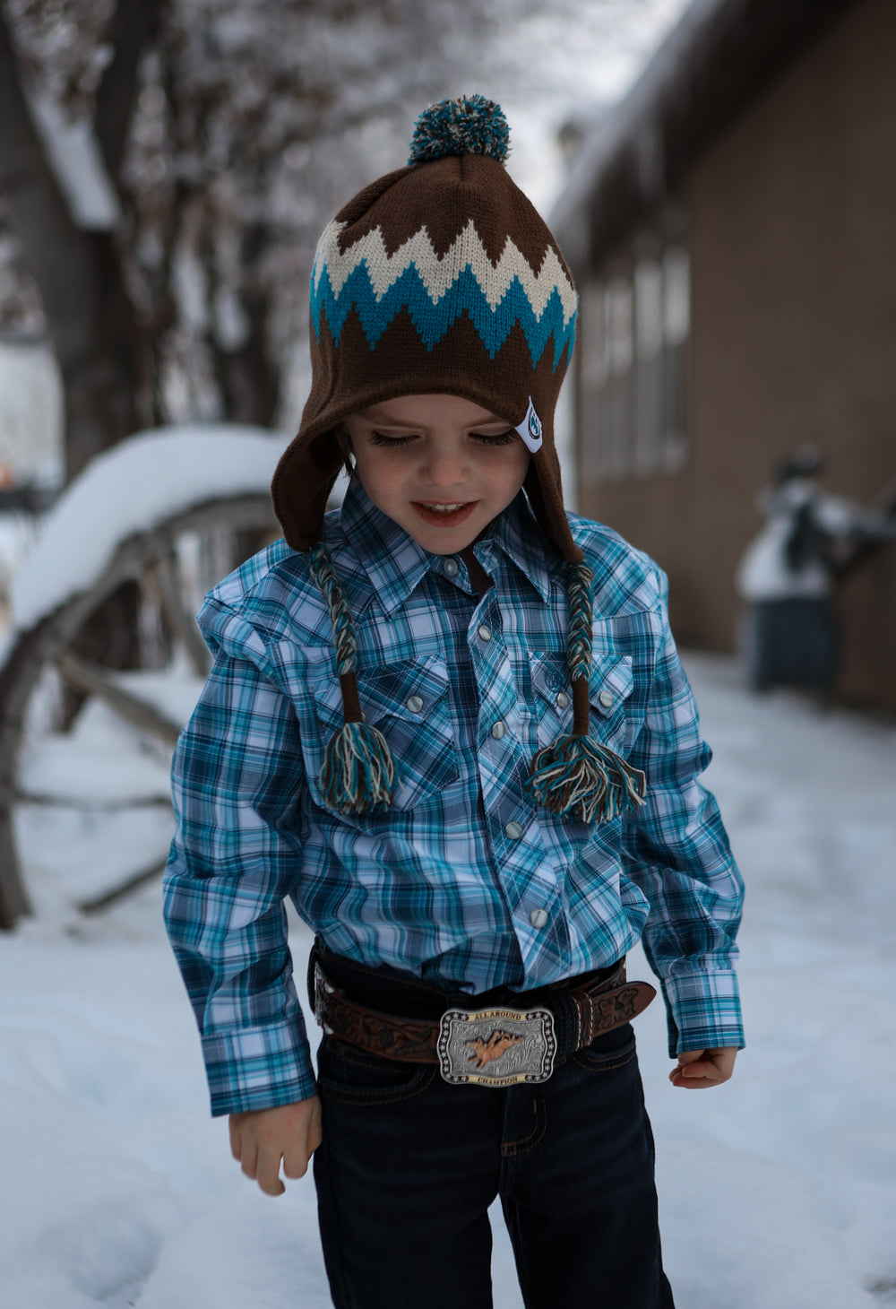 Wrangler - Boy's Retro Long Sleeve Blue Plaid