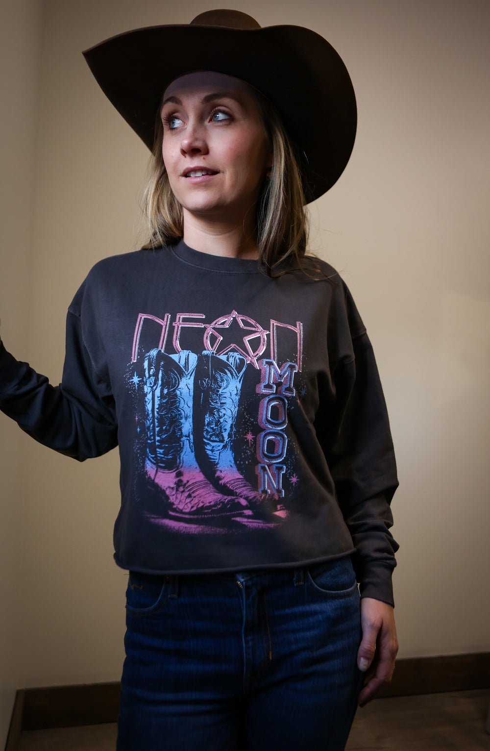 Girl Dangerous - Neon Moon Cropped Sweatshirt