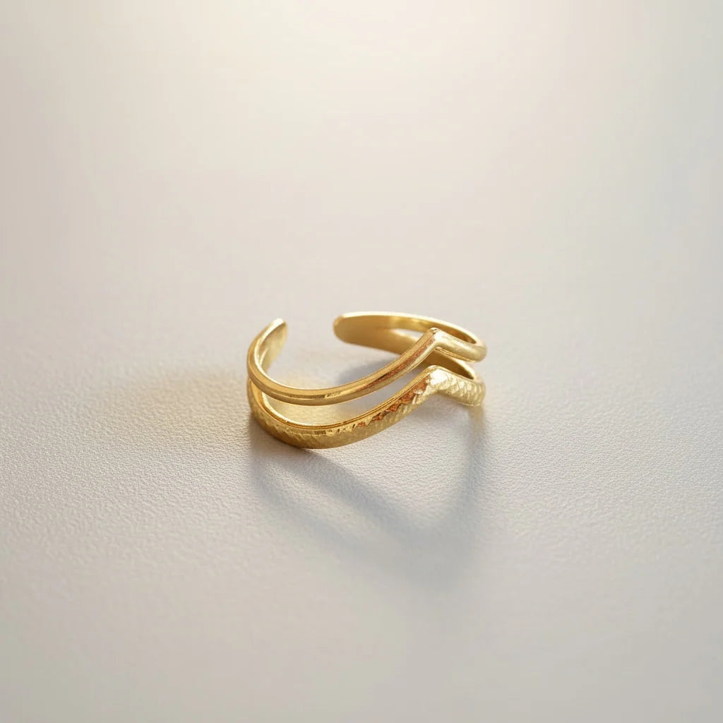 Flint and Feather- Twin peak ring