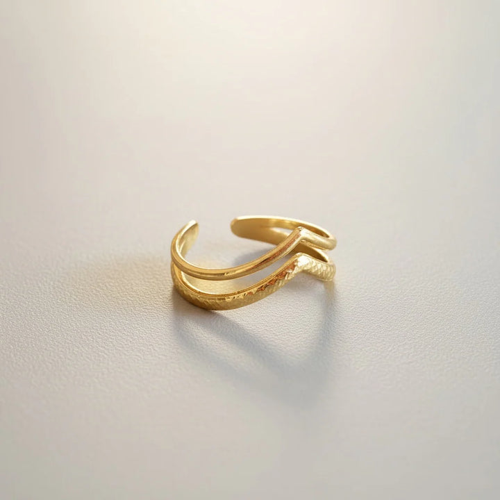 Flint and Feather- Twin peak ring