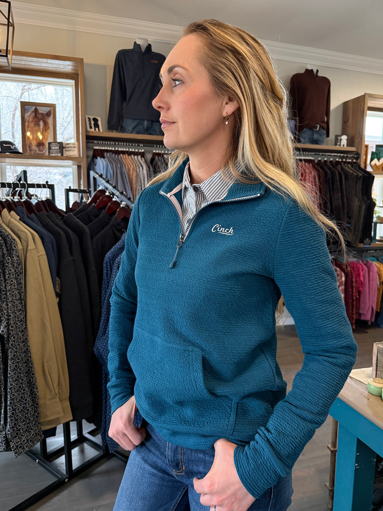 24nchan Cinch - Women's Long Sleeve 1/4 Zip Grid Fleece Pullover