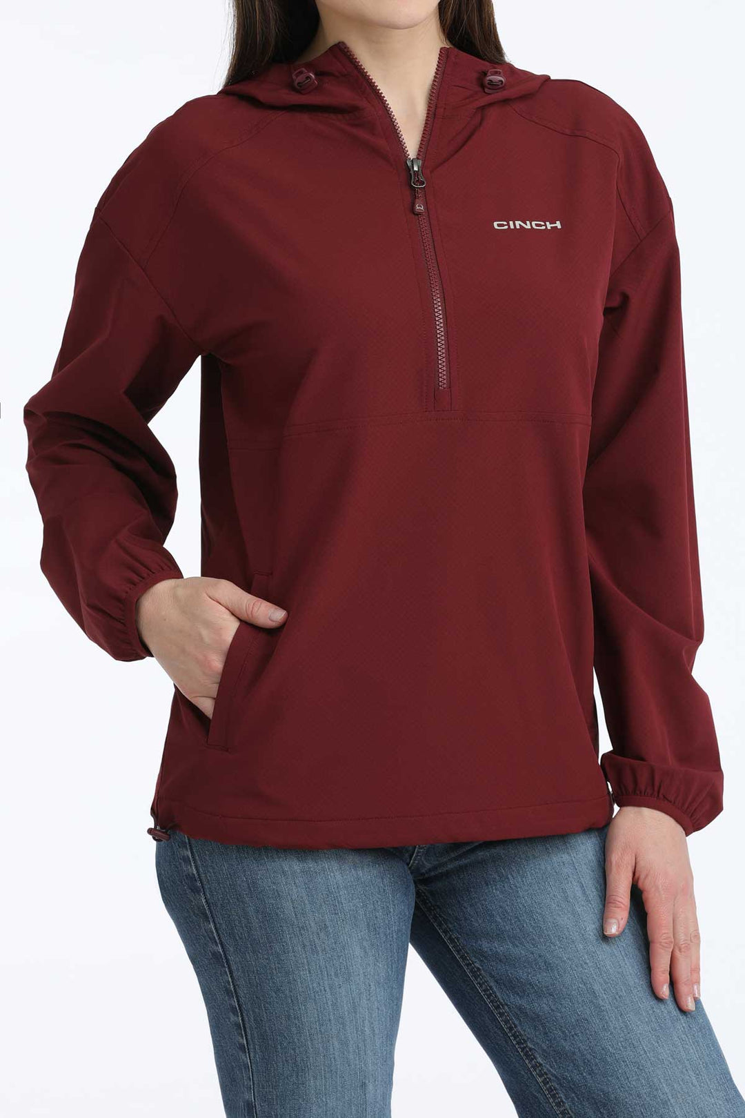 Cinch - Women's 1/2 Zip Woven Pullover w/hood