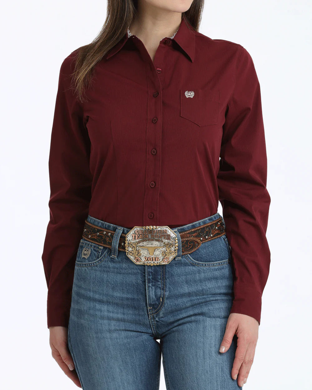 Cinch - Women's Long Sleeve Stripe Plain Weave