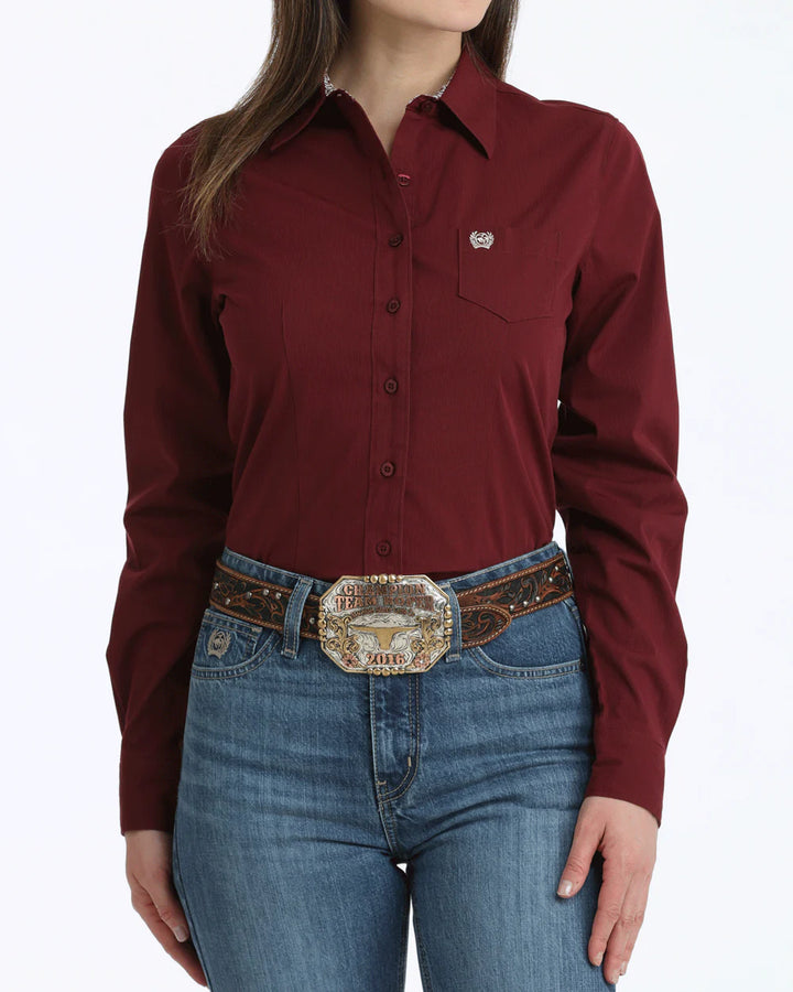 Cinch - Women's Long Sleeve Stripe Plain Weave