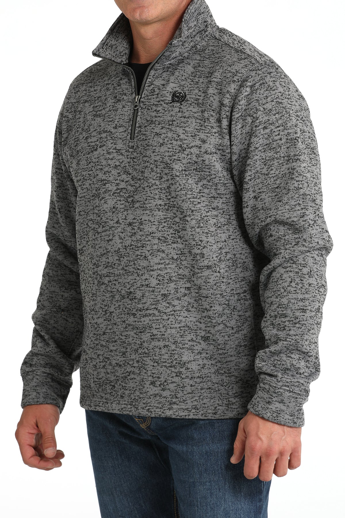 Cinch - Men's 1/4 Zip Sweater - Grey & Red