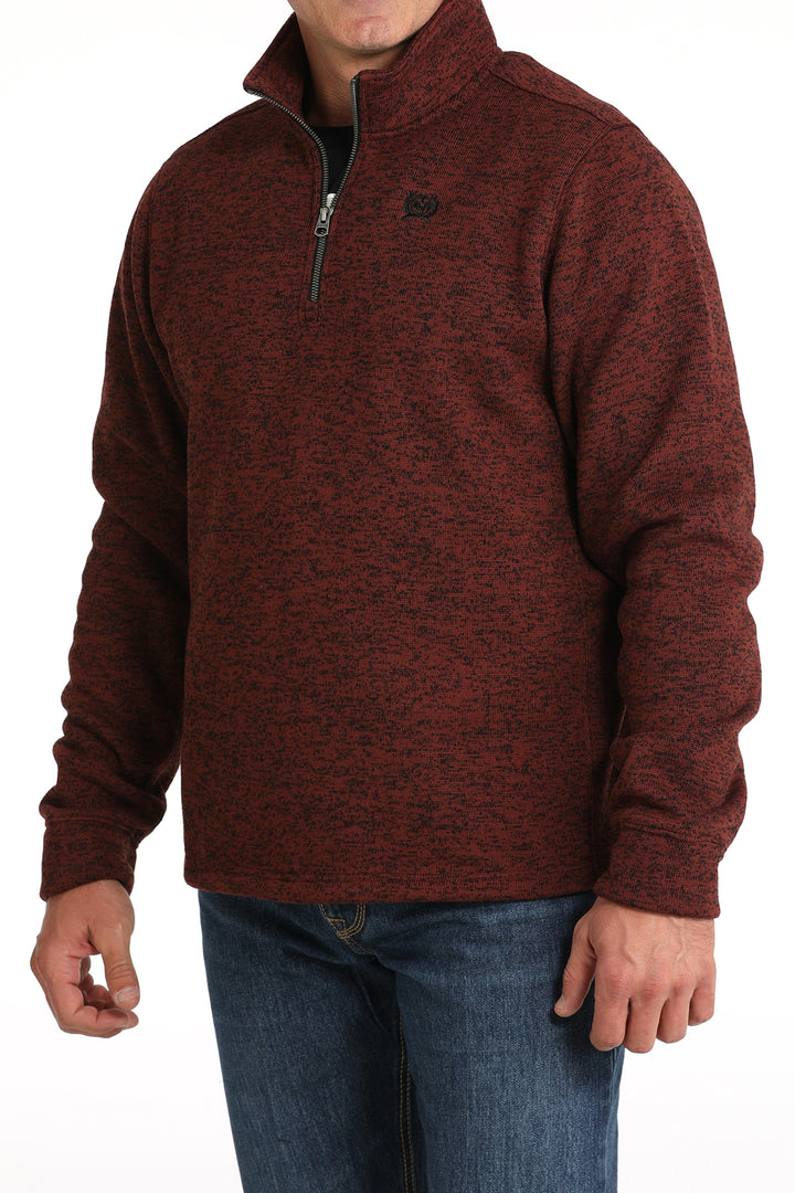 Cinch - Men's 1/4 Zip Sweater - Grey & Red